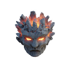 Fiery Stone Golem Head 3D Render of a Volcanic Creature