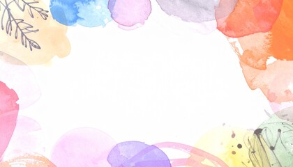 Vibrant watercolor splashes and delicate ink strokes create a beautiful artistic border for your designs.