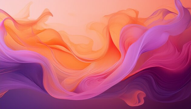 abstract swirling smoke purple pink on a soft orange peach gradient