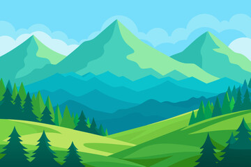 Fototapeta premium Vibrant Serene Mountain Landscape Rendered Art Scenic Beauty