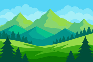 Fototapeta premium Vibrant Serene Mountain Landscape Rendered Art Scenic Beauty