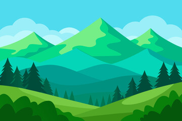 Fototapeta premium Vibrant Serene Mountain Landscape Rendered Art Scenic Beauty