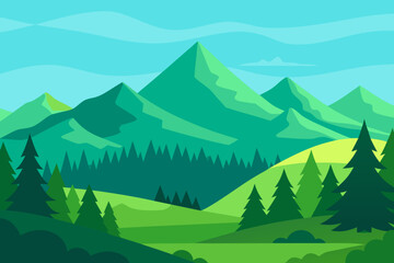 Fototapeta premium Vibrant Serene Mountain Landscape Rendered Art Scenic Beauty