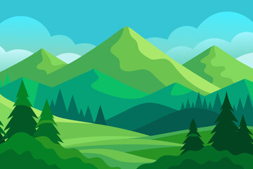 Fototapeta premium Vibrant Serene Mountain Landscape Rendered Art Scenic Beauty