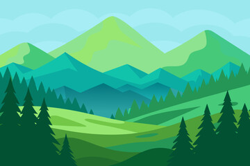 Fototapeta premium Vibrant Serene Mountain Landscape Rendered Art Scenic Beauty