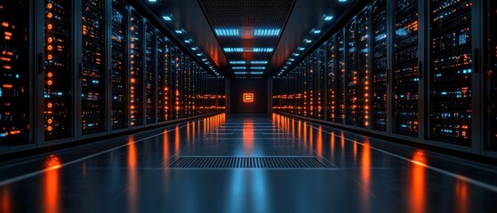 Digital Data Center: Server Room Interior