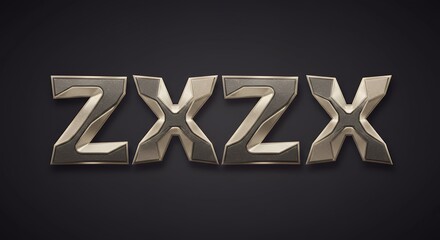 Metallic ZZXZ Letters on Dark Background Modern Industrial Style