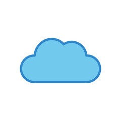 Isolated light blue cloud illustration for weather forecast or cloud computing concept on white background digital artwork for graphic design and presentations