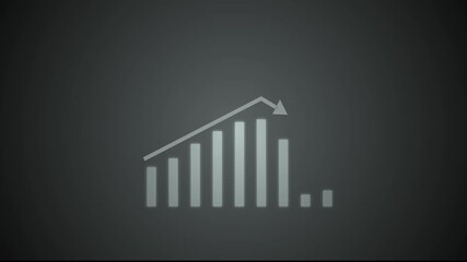White business graph chart icon animation background. Often depicting charts, graphs, or statistical information.black background. 4K stock video. - Powered by Adobe