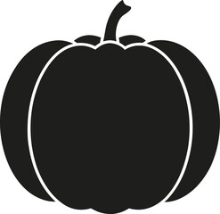 Black silhouette of a pumpkin isolated on white background