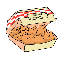 Adorable cartoon kitten nuggets funny vector illustration  © Ricebowl 