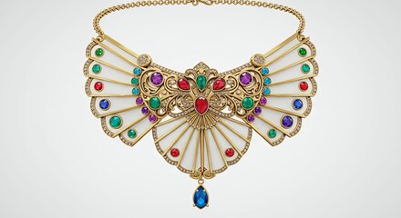 Ornate multicolored gemstone necklace