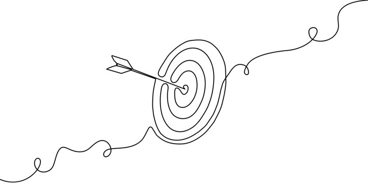 Arrow line continuous art one up drawing target direction icon down. Continuous line arrow illustration finance business growth outline single work circle vector goal sign process doodle around grow.