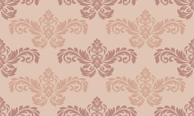 Soft Peach Ornamental Damask Seamless Pattern