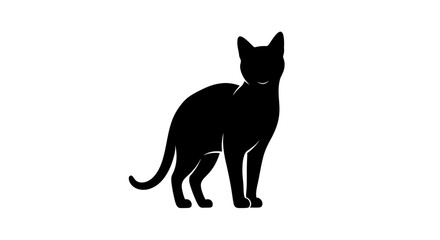 Simple black silhouette of a standing cat against a white background.