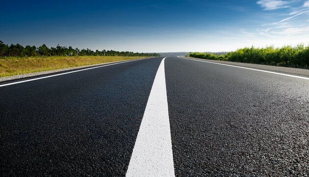 newly paved road with crisp white lines fresh black asphalt surface