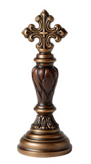 Ornate Wooden Cross Statue on Isolated Background for Religious and Spiritual Themes