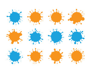 Paint Splatter Vector Illustration Set Colorful Ink Splash Design Element on White