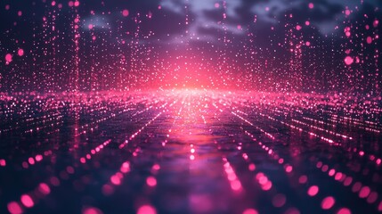 Obraz premium Pink Galaxy: A Digital Dreamscape of Sparkling Lights