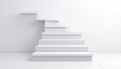 Simple white steps against a white wall