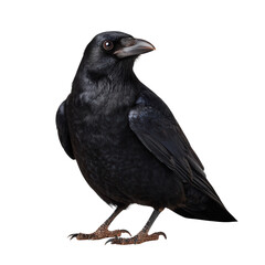 Fototapeta premium Detailed Close-Up of a Majestic Black Bird Featuring Glossy Feathers and Sharp Eyes in Natural Pose