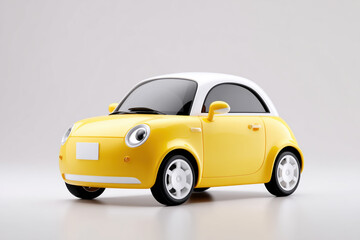 Bright yellow compact car with a white roof showcasing modern design and playful aesthetics