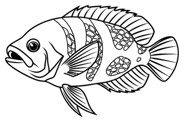 coloring page line art the oscar fish black vector