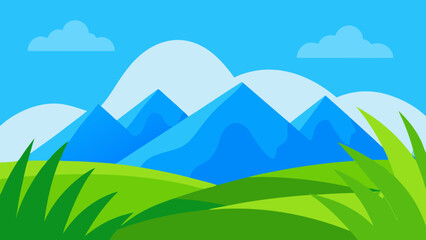 Refreshing Vector Landscape Art Showcasing Detailed Textured Green Grass