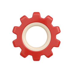 Vibrant red gear illustration with creamy white interior on isolated transparent background