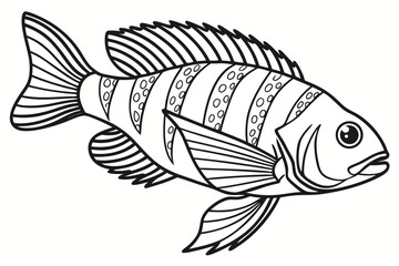 coloring page line art the cichlid fish black vector