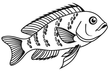 coloring page line art the cichlid fish black vector