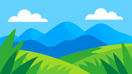 Obraz premium Refreshing Vector Landscape with Textured Grass and Open Blue Sky
