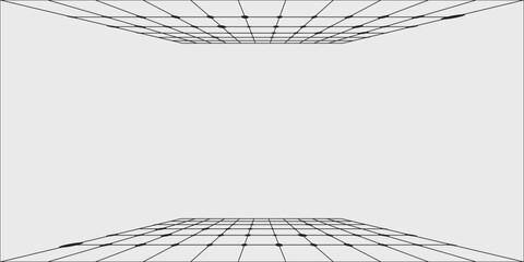 Wireframe landscape. Vector perspective grid. Digital cyberspace. Network connection structure. Futuristic wireframe texture. Analysis a network connection.