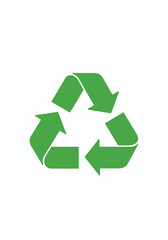 Green Recycling Symbol on White Background