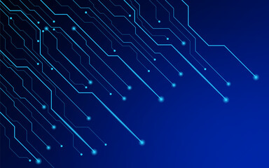 Abstract blue technology circuit lines background. Great for digital business presentations and hi-tech branding.