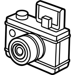 Vintage Film Camera – Outline Art Vector