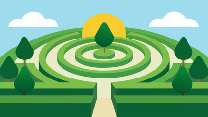 Clean Symmetrical Top Down View of a Botanical Garden Vector Layout