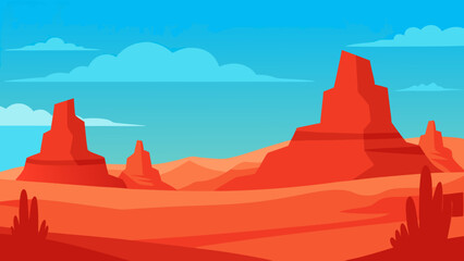 Serene Desert Plateau Landscape in Cartoon Vector Art Style Background