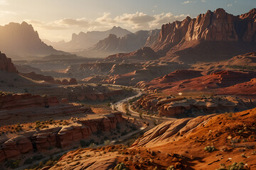 grand canyon sunset desert with lots of rocks 