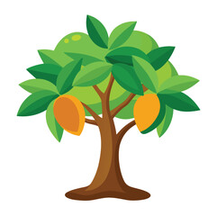 Cartoon orange tree with fruit isolated on white background