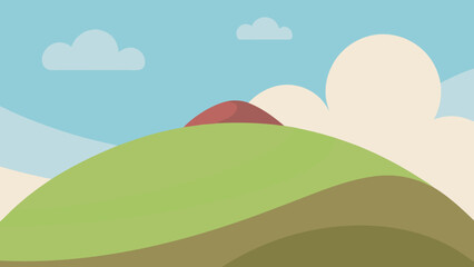 Fototapeta premium Cartoon Hill Crest Stylized Slope Curves Nature Landscape Illustration