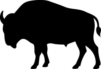 Bison Silhouette Icon – American Wildlife, Strength & Nature Symbol

