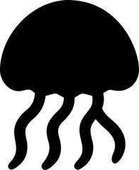 Jellyfish Silhouette Icon – Marine Animal, Ocean & Underwater Symbol

