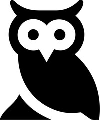 Owl Silhouette Icon – Wisdom, Night & Nature Symbol

