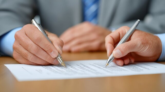 Business executives exchanging signed contracts in corporate meeting room professional environment business strategy - Powered by Adobe