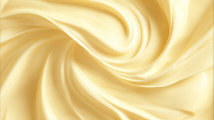 Creamy yellow smooth texture for cosmetic or food use, isolated on transparent background 