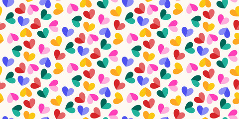 Colorful seamless heart pattern in flat vector style