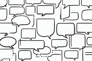 Fototapeta premium Hand drawn set of speech bubbles isolated . Doodle set element. Vector illustration.