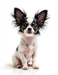 Obraz premium Cute papillon dog portrait on white background