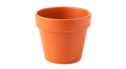Orange Flower Pot Isolated on White Background